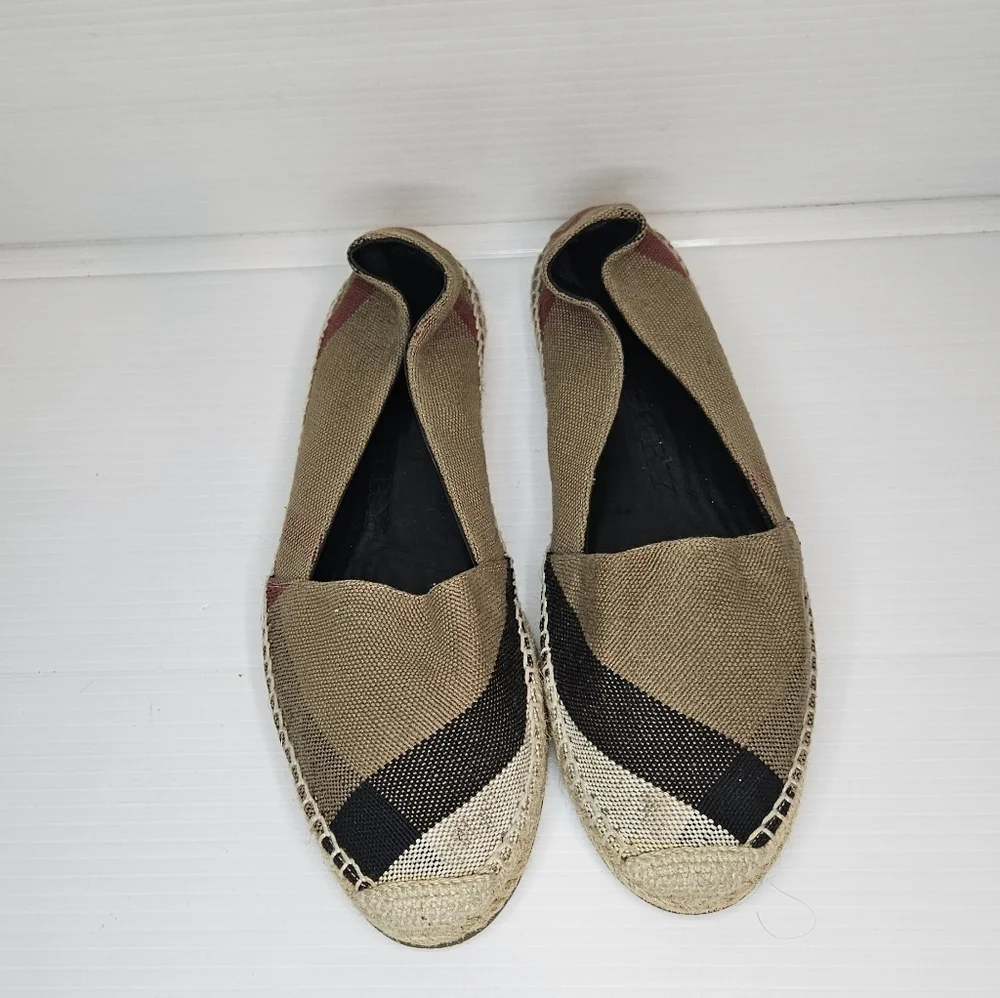Burberry London Hodgeson Check Espadrille Shoes Size 38